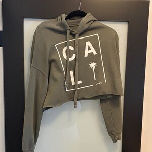 Source Unknown Olive Green Cropped Hoodie